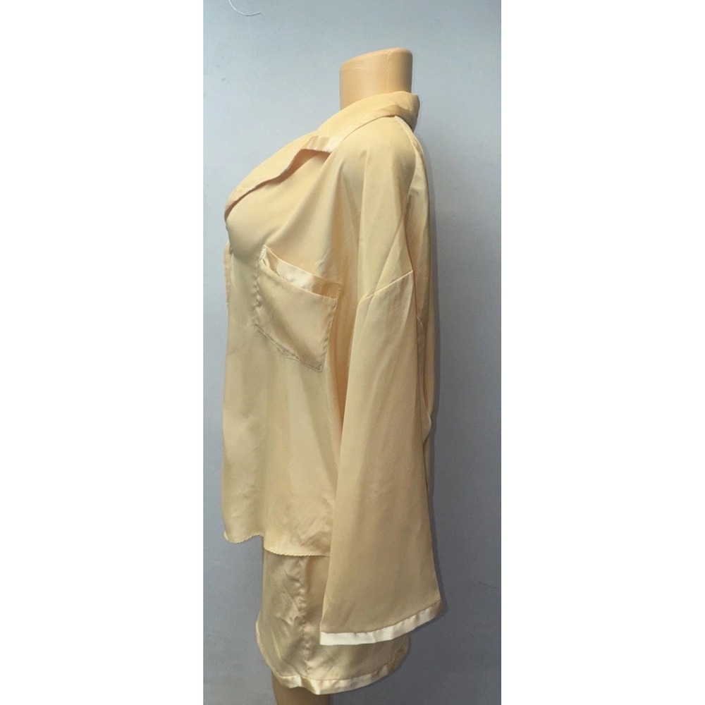 Victorias Secret Nightshirt M Sleepwear Pajama topand Bottom Polyester Yellow - Picture 3 of 7